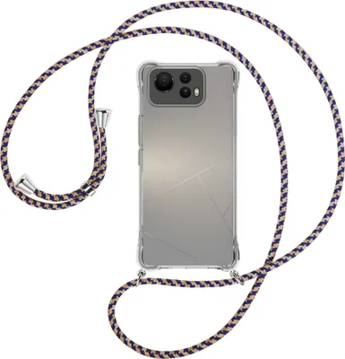 Produktbild von Handykette Backcover-Schutzhülle mit Band (Metall silberfarben) für Asus Zenfone 12 Ultra - blau+beige