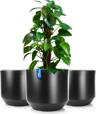 Produktbild von 3x Blumentopf ø 40 cm anthrazit mit herausnehmbaren Innentopf - wetterfester Pflanzkübel