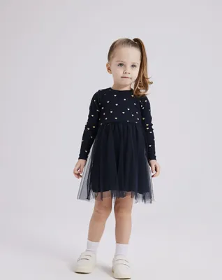 Produktbild von Kleid Regular Fit Tüll-Detail Langarm knielang |