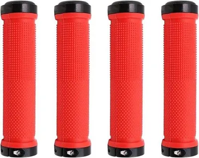 Zdjęcie produktu dla Uchwyty rowerowe z podwójnym blokowaniem, antypoślizgowe, czerwone, MTB