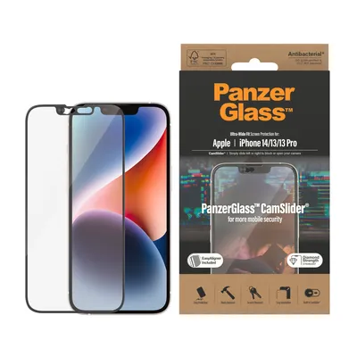 Produktbild von PanzerGlass ® CamSlider® Dislayschutz iPhone 14 | 13 | 13 Pro | Ultra-Wide Fit m. EasyAligner, Apple, Apple - iPhone 14, Apple - iPhone 13, Apple - iPhone 13 Pro, Trockene Anwendung, Kratzresistent, Schockresistent, Antibakteriell, Transparent, 1 Stück(e)