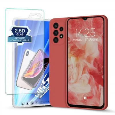 Produktbild von Liquid Silikon Hülle für Samsung Galaxy A23 5G - Farbe: Rot + 9H Displayglas - Modellkompatibilität: Für Samsung Galaxy A23 5G