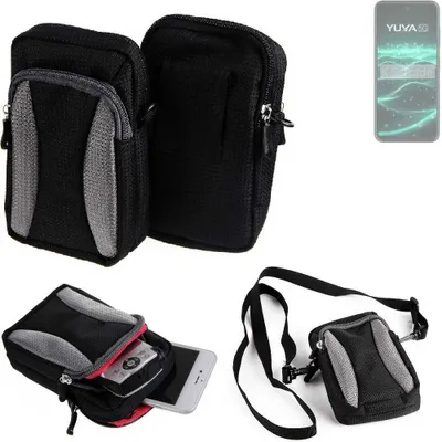 Produktbild von K-S-Trade Holster Schutz Hülle kompatibel mit Lava Yuva 5G Handy Hülle Gürteltasche Umhängetasche mit Zusatzfach schwarz