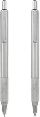 Productafbeelding van Zebra Pen F-xMD drukbalpen - Set van 2 - Gladde punt van 1,0 mm - Zilverkleurige roestvrijstalen schacht - Zwarte inkt