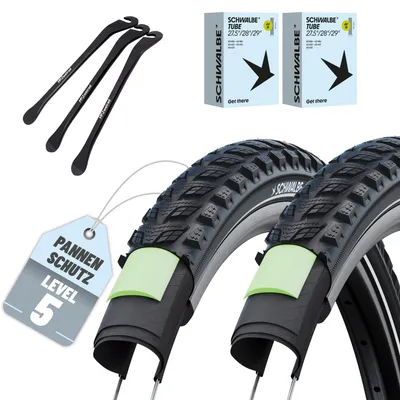 Produktbild von 2er Set Schwalbe Reifen Marathon 365 Schwarz Reflex 28 x 1.50 (40-622)" + AV Schlauche + 3x Reifenheber
