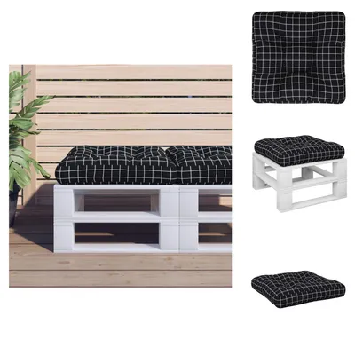 Produktbild von vidaXL Palettenkissen Schwarz Karomuster 50x50x12 cm Stoff -  Sitzpolster