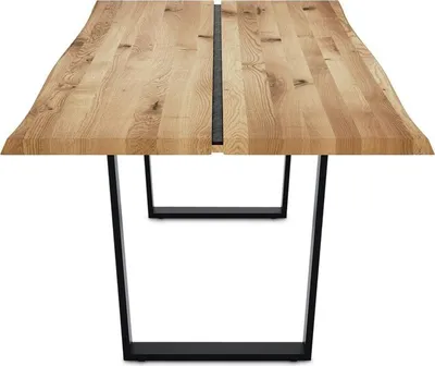 Esstisch Vigo 160x90 Wildeiche mit Baumkante und Metallkufen