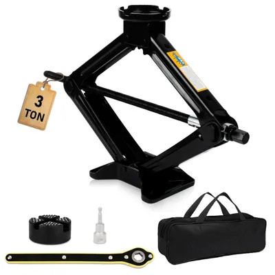 Obrázek produktu pro Hydraulický zvedák pro automobily, nosnost 3 tuny (3000 kg), maximální výška zvednutí 45 cm, s gumovou podložkou a úložnou taškou