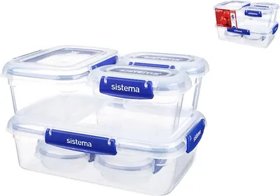 Produktbild von Sistema 6er Set Vorratsdosen 2 x 180 ml + 2 x 400 ml + 1 x 1,0 L + 1 x 2,0 L 881760