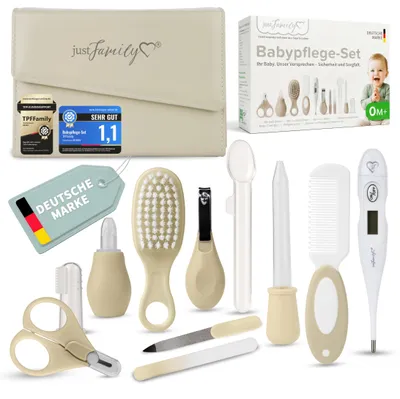 Produktbild von TPFFamily Baby Pflegeset Neugeborene – 11-teiliges Set mit hochwertiger Baby-Erstausstattung - Farbe Beige