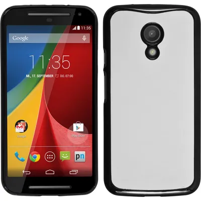 Produktbild von PhoneNatic Case kompatibel mit Motorola Moto G 2014 2. Generation - Hülle weiß Lederoptik Hard-case + 2 Schutzfolien