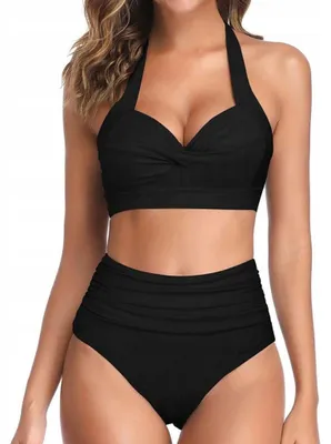 Immagine prodotto di Costume da bagno - Costume da bagno a due pezzi - Taglio alto - Bikini boho - Push-up - Nero Bordeaux - L