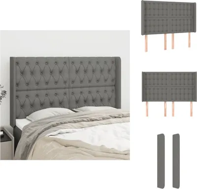 Produktbild von vidaXL Kopfteil mit Ohren Dunkelgrau 147x16x118/128 cm Stoff -  Kopf- & Fußenden