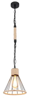 Produktbild von Hängelampe Käfig-Design, Hanfseil, schwarz, H 120 cm