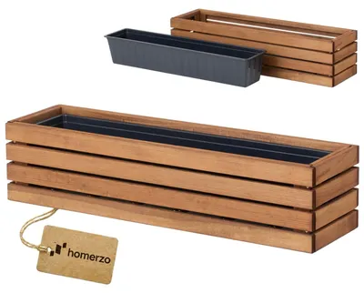 Immagine prodotto di Fioriera rettangolare in legno - 86 x 23 x 20 cm - Marrone - Per balcone, giardino e terrazza