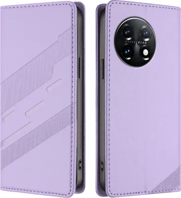 Image de Etui pour OnePlus 11, étui portefeuille en cuirPolyuréthaneavec fente pour cartes et fonction stand Violett