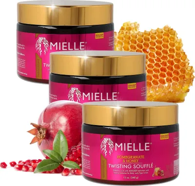 Produktbild von Haarkur Haarmaske Haarpflege von Mielle Pomegranate Honey Twisting Souffle, 3x 340g