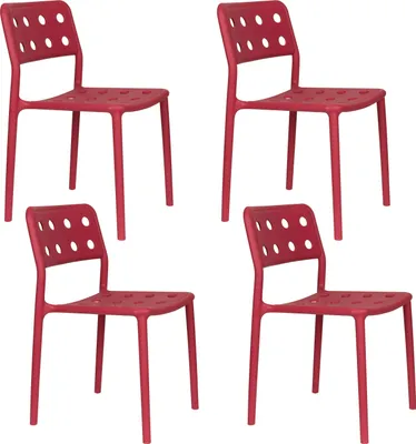 Produktbild von Housecraft Living Serra Gartensessel / Esszimmerstuhl Kunststoff Rot - 4 er Set