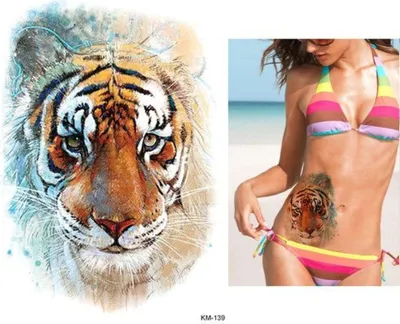 Produktbild von Temporäres Tattoo Tiger Bunt Design Temporary Klebetattoo Körperkunst