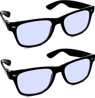 Immagine prodotto di Set da 2 occhiali per filtro luce blu, senza correzione, colore nero. Occhiali filtro luce blu, ideali per il gaming. Occhiali filtro luce blu per computer, monitor e schermi. Occhiali da vista per uomo e donna, adatti per l'ufficio e l'ambiente di lavoro