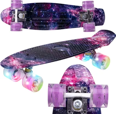 Produktbild von Malplay mini skateboard s osvětlenými kolečky RGB LED, 56cm cruiser deska pro děti, mládež, dětské skateboardy, pro začátečníky od 6 let