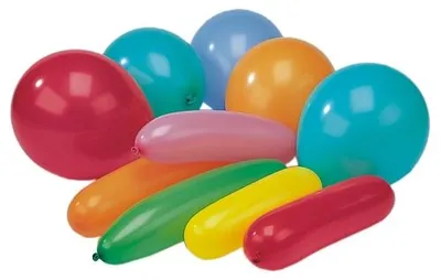 Produktbild von 300 Luftballons farbig sortiert verschiedene Formen
