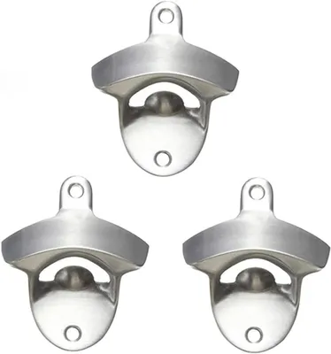 Produktbild von Flaschenöffner-Set – 3 Stück – Wandflaschenöffner – Edelstahl – Vintage-Stil – Wandflaschenöffner für Restaurant, Zuhause, Küche, Bar