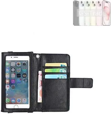 Produktbild von K-S-Trade Handy Hülle Schutz Hülle Kompatibel mit Apple iPhone 15 Case mit Displayschutz / Schutzfolie Flip Cover Wallet case Etui Hülle schwarz
