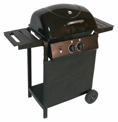 Produktbild von Gasgrill CAMMI 2-flammig Schwarz Stahl | Grillwagen Piezo Zündung 2 Ablagen