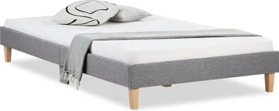 Image de Cadre de Lit Rembourré Lit Double 120 x 200 Gris Lit Futon Sommier à Lattes Tissue