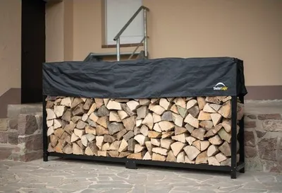 Obrázok produktu pre Stojan na drevo ShelterLogic 239 x 36,3 x 118,9 cm oceľový čierny s plachtou