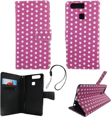 Produktbild von Handyhülle Tasche für Handy Huawei P9 Polka Dot Lila Weiss