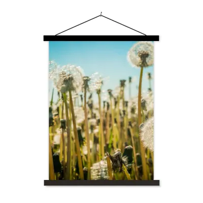Produktbild von MuchoWow® Textilposter Blumen - Löwenzahn - Gras 40x53 cm mit schwarzem Rahmen - Abbildung