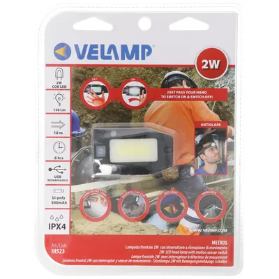 Obrázek produktu pro Velamp Metros LED čelovka IH523, bateriový multifunkční světlomet s infračerveným spínačem včetně baterie