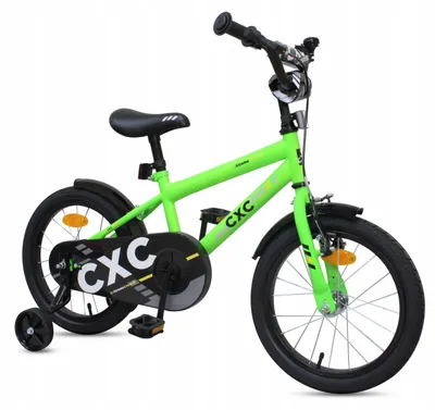 Produktbild von Kinderfahrrad 16 Zoll Jungen Grün - Leichter Rahmen & Stützräder für sicheren Fahrspaß