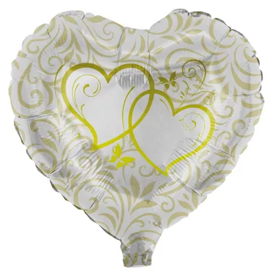 Produktbild von Folienballon Gold Herzen weiß-gold Ø 45 cm