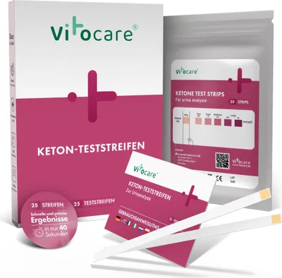 Produktbild von Vitocare Keton & Keto Teststreifen | Ketose Selbsttest | 25 Stk.