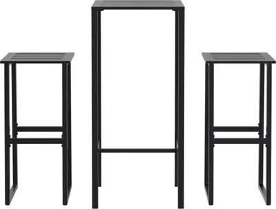 Produktbild von vidaXL 3-tlg. Gartenbar-Set Schwarz Pulverbeschichteter Stahl