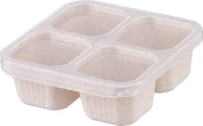 Produktbild von Bento-Lunchbox mit Deckel, 4 Fächer, Lebensmittelbehälter, multifunktional, für Salat, Obst, Gemüse, Snacks, Süßigkeiten, Lebensmittelzubereitung, Aufbewahrungsbox, Küchenbedarf