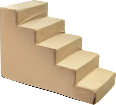 Image de Escalier pour chiens Escalier pour chats Escalier pour animaux de compagnie Aide à l'escalade Couverture en peluche 5 marches Beige velours