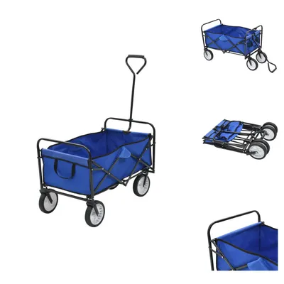 Produktbild von vidaXL Klappbarer Handwagen Stahl Blau -  Rollwagen & Sackkarren