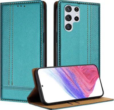 Immagine prodotto di Custodia per Samsung Galaxy S22 Ultra 5G in pelle con funzione stand verde