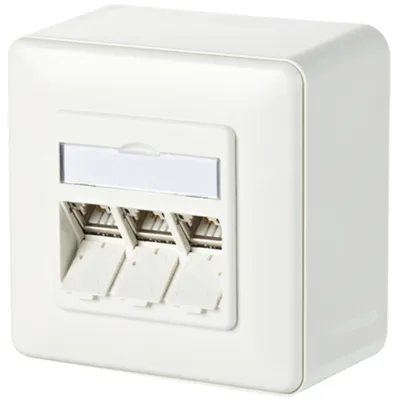 Produktbild von METZ CONNECT C6Amodul 3 Port 180° AP-Dose, reinweiß RAL9010