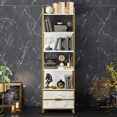 Produktbild von Skye Decor, Frida 60 Cm - White, Bücherregal, Weiß, 100 % MELAMINBESCHICHTETE SPANPLATTEN, 59,3 x 35,2 x 191 cm