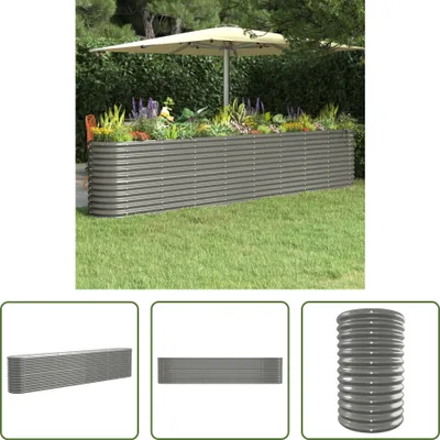 Produktbild von The Living Store Hochbeet Pulverbeschichteter Stahl 332x40x68 cm Grau