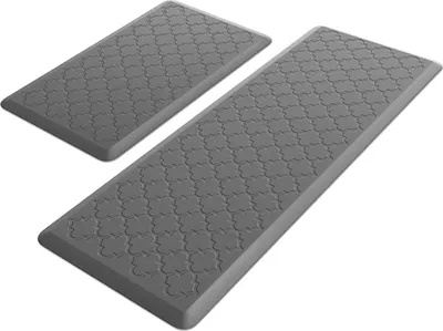 Obrázek produktu pro 2-dílná podložka do kuchyně, proti únavě, pohodlná, polstrovaná pěnová podložka do kuchyně, ergonomická podložka pro pohodlné stání v domácnosti, světle šedá