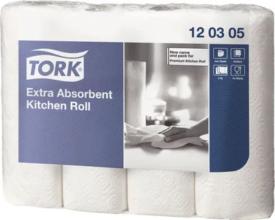 Immagine prodotto di Tork® 120305 Rotolo da cucina Premium 26 x 24 cm, 3 veli, bianco 4 rotoli da 51 fogli ciascuno