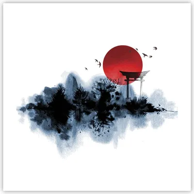 Produktbild von Poster - Poster ohne Rahmen - Rot Sonne Tor - 50x50 cm - Wand Bild - Wanddeko - Wandbilder - Kunstposter - Wandposter - Bilder - Kunstdruck - Wanddekoration - Wandbild - P2XAC50x50-4666