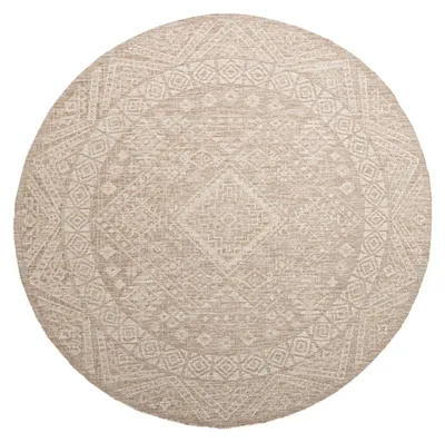 Image de Volero - Tapis d'extérieur rond en jute - Atlas Aztèque Marron/Crème - Ø 120cm