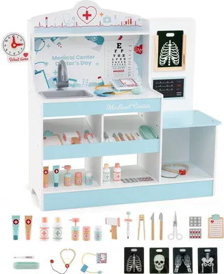 Produktbild von Arztspielset aus Holz für Kinder mit 24 Zubehörteilen